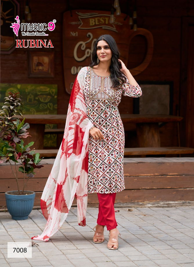 Rubina Vol 7 By Mystic 9 Rayon Kurti With Bottom Dupatta Suppliers In India